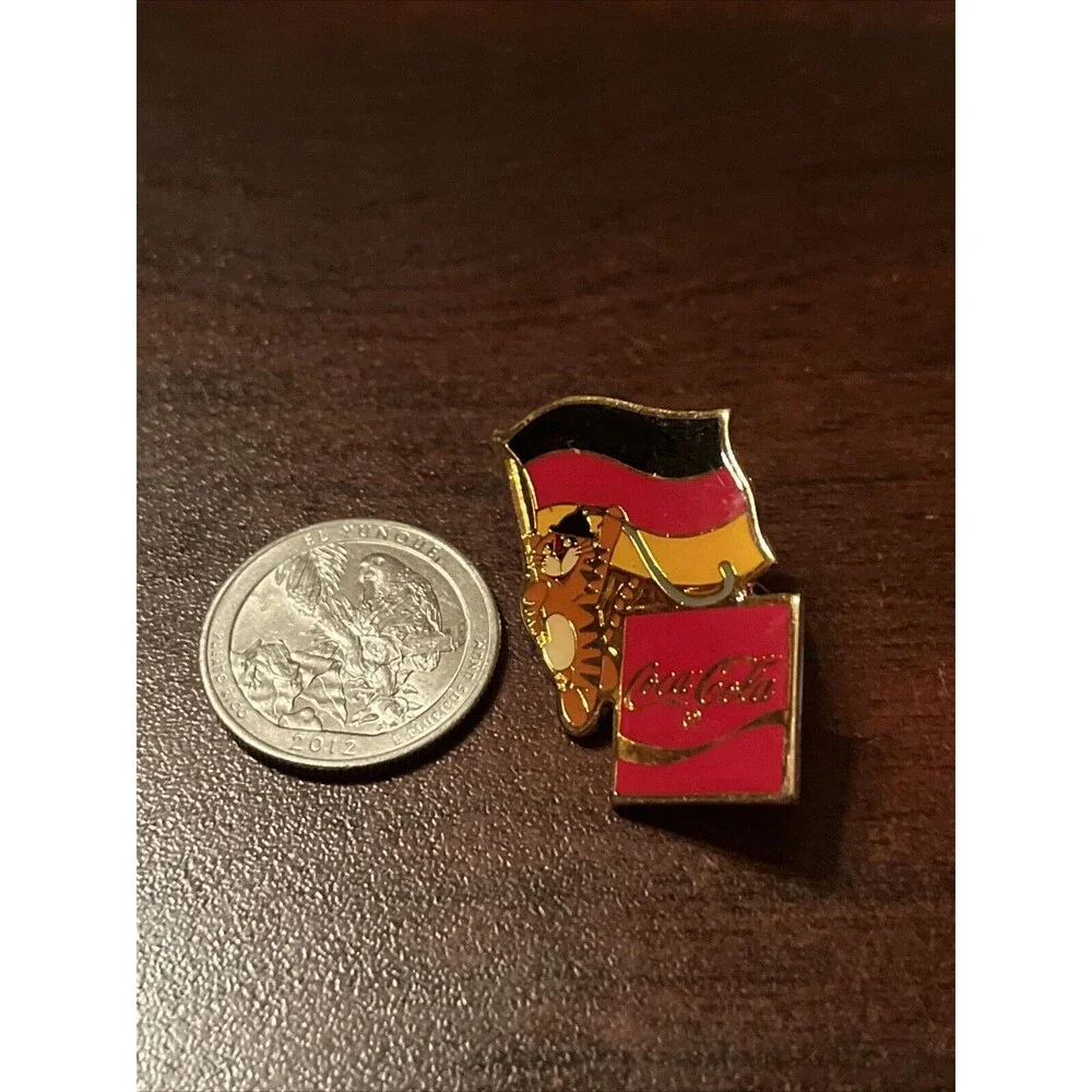 Vintage 1988 Seoul Olympics Coca Cola‎ Hodori Tiger Germany Flag Lapel Pin